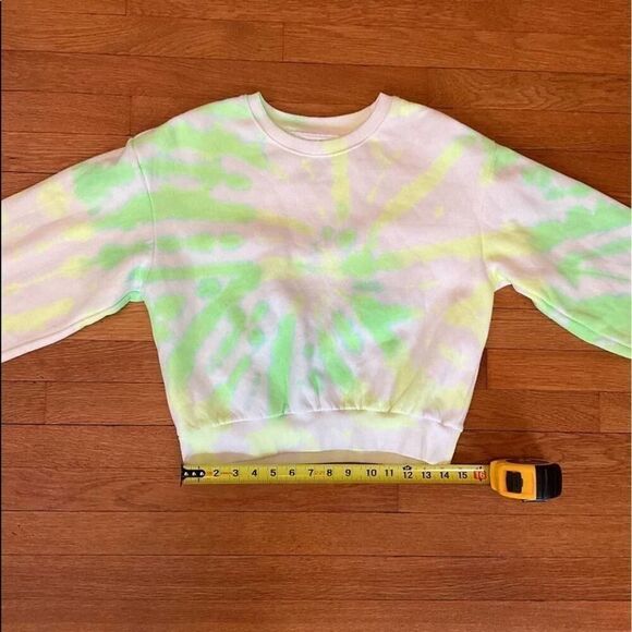 C'est Toi Green and White Tie Dye Cropped Sweatshirt NWT L - Picture 5 of 6